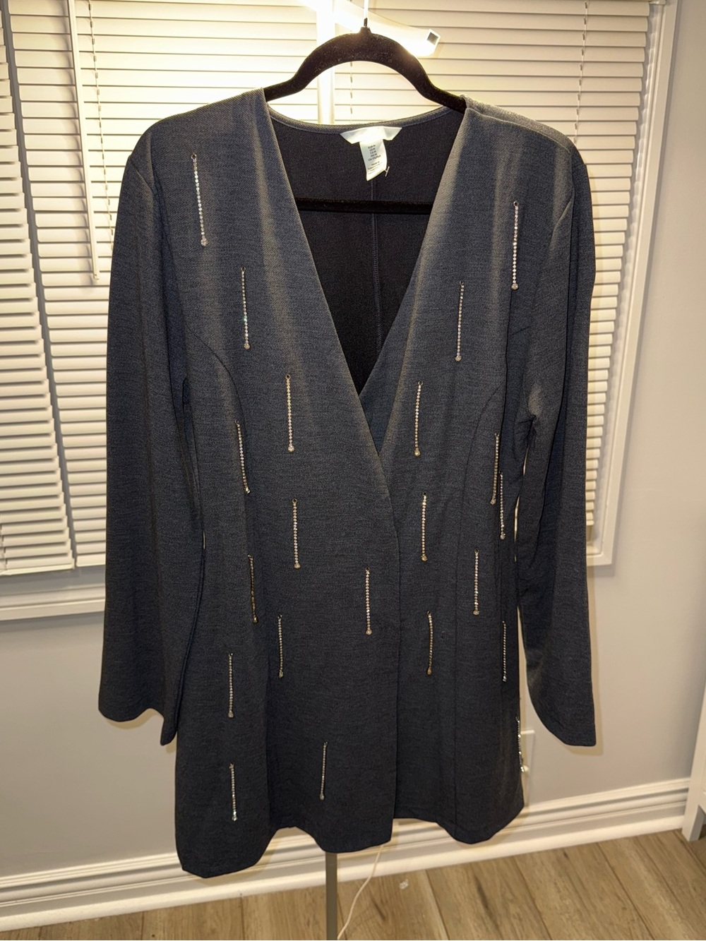 Grey Rhinestone Detail Mini Dress H&M Size M